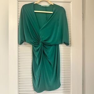 Green midi dress, twist front split